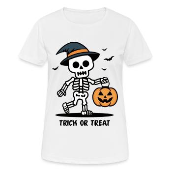 Squelette mignon avec citrouille lanterne Halloween - T-shirt respirant Femme - blanc - Devant - AI Model Female 172 dark (172cm)