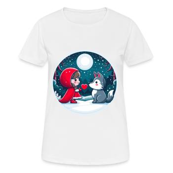 Conte de fées Petit Chaperon Rouge Loup Enfants Coeur Lune Mignon - T-shirt respirant Femme - blanc - Devant - AI Model Female 172 dark (172cm)