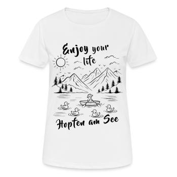 Hopfen am See Wandern Urlaub Berge - Frauen T-Shirt atmungsaktiv - Weiß - Vorne - AI Model Female 172 dark (172cm)