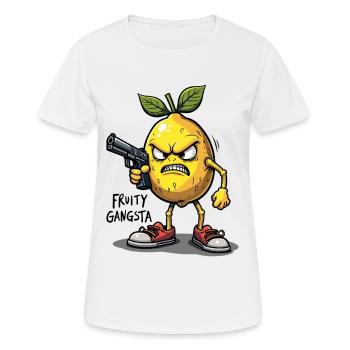 Gangsta fruité – Gangster au citron drôle - T-shirt respirant Femme - blanc - Devant - AI Model Female 172 dark (172cm)