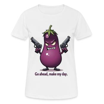 Badass Aubergine – Allez-y, faites ma journée - T-shirt respirant Femme - blanc - Devant - AI Model Female 172 dark (172cm)