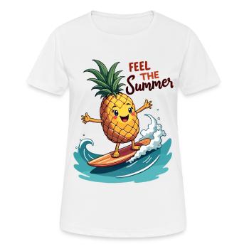 Ananas Surfer Surfen Feel the Summer - Frauen T-Shirt atmungsaktiv - Weiß - Vorne - AI Model Female 172 dark (172cm)