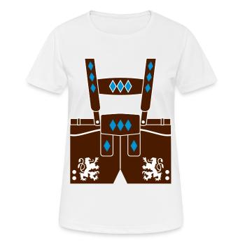 Lederhose mit Loewen - Frauen T-Shirt atmungsaktiv - Weiß - Vorne - AI Model Female 172 dark (172cm)