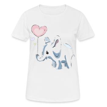 Elefant mit Luftballon - Frauen T-Shirt atmungsaktiv - Weiß - Vorne - AI Model Female 172 dark (172cm)