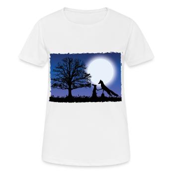 Fuchs und Hase. Nacht. Fox and Rabbit. Night. - Frauen T-Shirt atmungsaktiv - Weiß - Vorne - AI Model Female 172 dark (172cm)