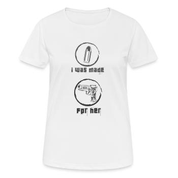 Gun Shell Patron - Frauen T-Shirt atmungsaktiv - Weiß - Vorne - AI Model Female 172 dark (172cm)