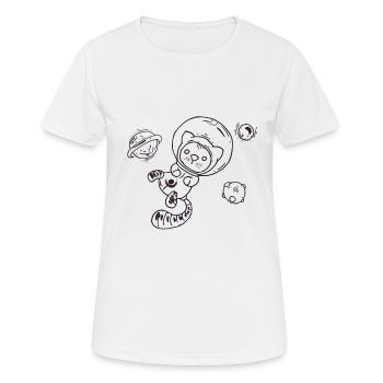 Chat dans l'espace - T-shirt respirant Femme - blanc - Devant - AI Model Female 172 dark (172cm)