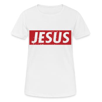 JESUS - Frauen T-Shirt atmungsaktiv - Weiß - Vorne - AI Model Female 172 dark (172cm)