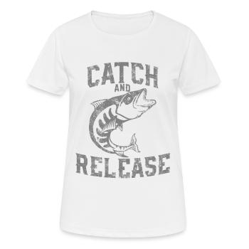 Für richtige Angler - Catch and Release - Frauen T-Shirt atmungsaktiv - Weiß - Vorne - AI Model Female 172 dark (172cm)