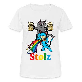 Stolz Kater Abfeiern kotzen saufen Party Feier - Frauen T-Shirt atmungsaktiv - Weiß - Vorne - AI Model Female 172 dark (172cm)