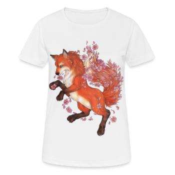 Fuchs mit Kirschblüten Sakura Fuchsliebhaber - Frauen T-Shirt atmungsaktiv - Weiß - Vorne - AI Model Female 172 dark (172cm)