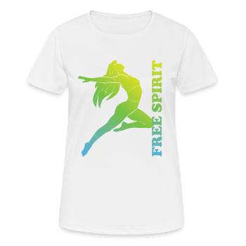 Free Spirit - Frauen T-Shirt atmungsaktiv - Weiß - Vorne - AI Model Female 172 dark (172cm)