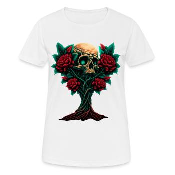 Arbre avec crâne et roses - T-shirt respirant Femme - blanc - Devant - AI Model Female 172 dark (172cm)