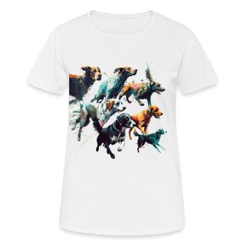 Hunde Gruppe - Bunte Hunde - Frauen T-Shirt atmungsaktiv - Weiß - Vorne - AI Model Female 172 dark (172cm)