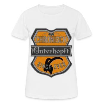 Bierdeckel Spruch CHRONISCH UNTERHOPFT - Frauen T-Shirt atmungsaktiv - Weiß - Vorne - AI Model Female 172 dark (172cm)