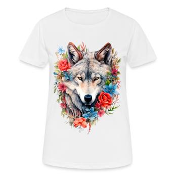 Wolf with Flowers Girls - Women's Breathable T-Shirt - white - Front - AI Model Female 172 dark (172cm)