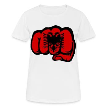 Drapeau de l’Albanie poing de main - T-shirt respirant Femme - blanc - Devant - AI Model Female 172 dark (172cm)