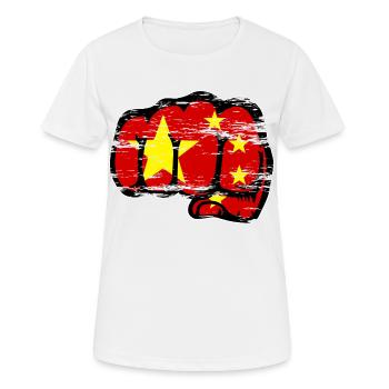 Chine drapeau main poing utilisé - T-shirt respirant Femme - blanc - Devant - AI Model Female 172 dark (172cm)