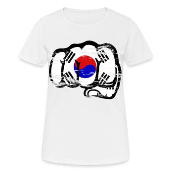 Drapeau de la Corée du Sud Main Poing Utilisé - T-shirt respirant Femme - blanc - Devant - AI Model Female 172 dark (172cm)
