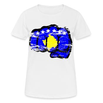Kosovo Flagge Hand Faust used - Frauen T-Shirt atmungsaktiv - Weiß - Vorne - AI Model Female 172 dark (172cm)
