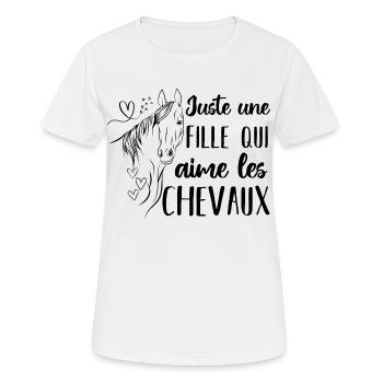 Juste une fille qui adore les chevaux cadeau - T-shirt respirant Femme - blanc - Devant - AI Model Female 172 dark (172cm)