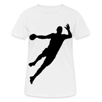Handball Spieler Sprungwurf Geschenk - Frauen T-Shirt atmungsaktiv - Weiß - Vorne - AI Model Female 172 dark (172cm)