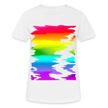 bunter Regenbogen Farbverlauf - Frauen T-Shirt atmungsaktiv - Weiß - Vorne - AI Model Female 172 dark (172cm)