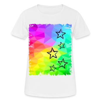 étoiles colorées dégradé arc-en-ciel couleurs - T-shirt respirant Femme - blanc - Devant - AI Model Female 172 dark (172cm)