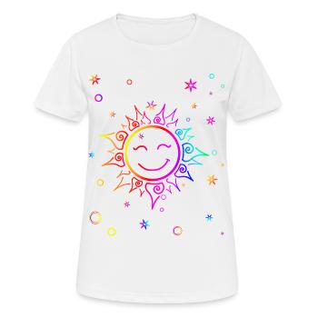 Soleil souriant Dégradé Arc-en-ciel - T-shirt respirant Femme - blanc - Devant - AI Model Female 172 dark (172cm)