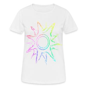 Sonne bunter Farbverlauf - Frauen T-Shirt atmungsaktiv - Weiß - Vorne - AI Model Female 172 dark (172cm)
