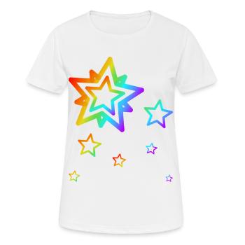 étoiles colorées étoile filante arc-en-ciel dégradé - T-shirt respirant Femme - blanc - Devant - AI Model Female 172 dark (172cm)