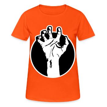 Logo de la main Zombie - T-shirt respirant Femme - orange néon - Devant - AI Model Female 172 dark (172cm)