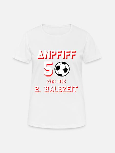 50 ° compleanno di calcio - Maglietta da donna traspirante - bianco