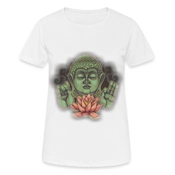 Lotus Buddha - Frauen T-Shirt atmungsaktiv - Weiß - Vorne - AI Model Female 172 dark (172cm)