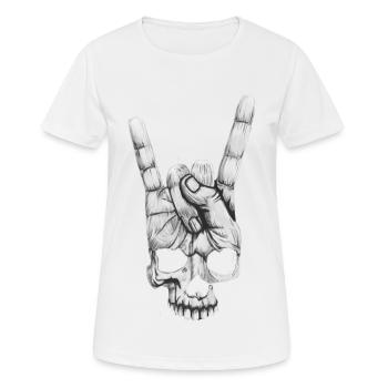 Rock sur la main-crâne - T-shirt respirant Femme - blanc - Devant - AI Model Female 172 dark (172cm)