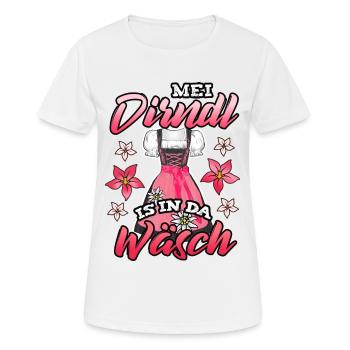 Mei Dirndl is in da Wäsch - Frauen T-Shirt atmungsaktiv - Weiß - Vorne - AI Model Female 172 dark (172cm)