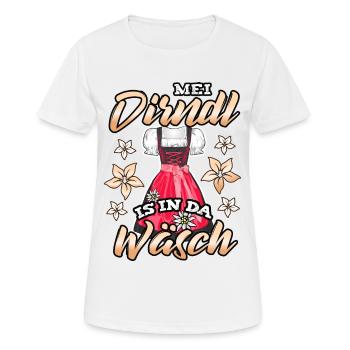 Mei Dirndl is in da Wäsch Sprüche Trachten Shirt - Frauen T-Shirt atmungsaktiv - Weiß - Vorne - AI Model Female 172 dark (172cm)