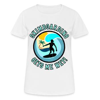 Le skimboard me mouille ! Skimboard Femmes Dicton - T-shirt respirant Femme - blanc - Devant - AI Model Female 172 dark (172cm)