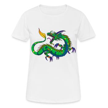 Metalldrache Mechdragon Drache aus Metall - Frauen T-Shirt atmungsaktiv - Weiß - Vorne - AI Model Female 172 dark (172cm)