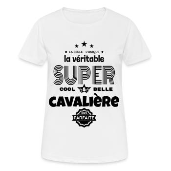 super cavalière 100% parfaite humour - T-shirt respirant Femme - blanc - Devant - AI Model Female 172 dark (172cm)