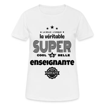 super enseignante 100% parfaite humour - T-shirt respirant Femme - blanc - Devant - AI Model Female 172 dark (172cm)