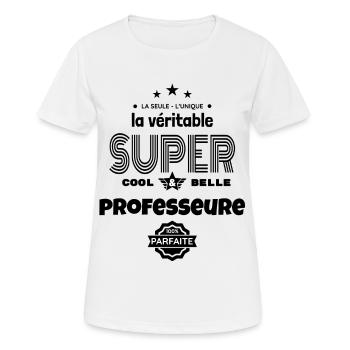 super professeure 100% parfaite t-shirt humour - T-shirt respirant Femme - blanc - Devant - AI Model Female 172 dark (172cm)