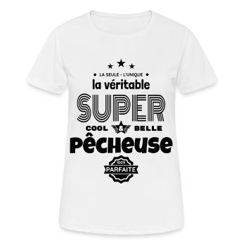 super pêcheuse 100% parfaite t-shirt humour - T-shirt respirant Femme - blanc - Devant - AI Model Female 172 dark (172cm)