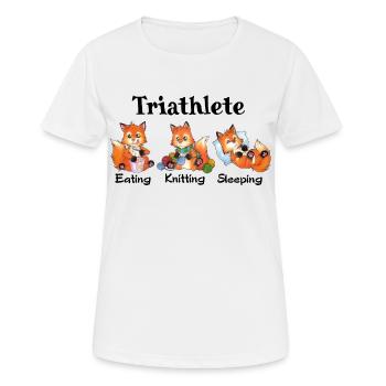 Triathlete Eating Knitting Sleeping - Cute Fox - Frauen T-Shirt atmungsaktiv - Weiß - Vorne - AI Model Female 172 dark (172cm)