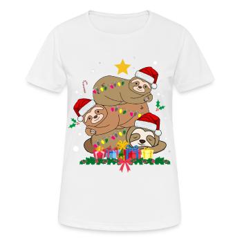 Weihnachtsfaultier - Frauen T-Shirt atmungsaktiv - Weiß - Vorne - AI Model Female 172 dark (172cm)