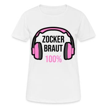 Zockerbraut zu 100 Prozent Gamerin Girl - Frauen T-Shirt atmungsaktiv - Weiß - Vorne - AI Model Female 172 dark (172cm)