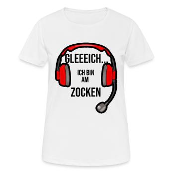 Gleich ich bin am zocken - Frauen T-Shirt atmungsaktiv - Weiß - Vorne - AI Model Female 172 dark (172cm)