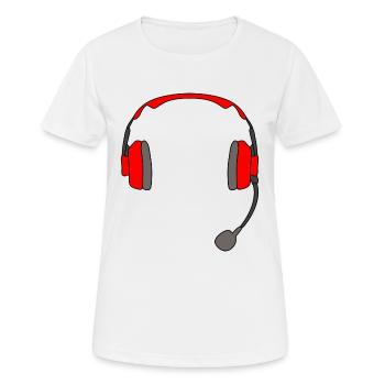 Headset Gaming Kopfhörer - Frauen T-Shirt atmungsaktiv - Weiß - Vorne - AI Model Female 172 dark (172cm)