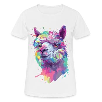 Alpaga Lama Nature animale Zoo Andes Inca Art coloré - T-shirt respirant Femme - blanc - Devant - AI Model Female 172 dark (172cm)
