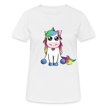 Rainbow unicorn gift idea sticks out tongue - Women's Breathable T-Shirt - white - Front - AI Model Female 172 dark (172cm)